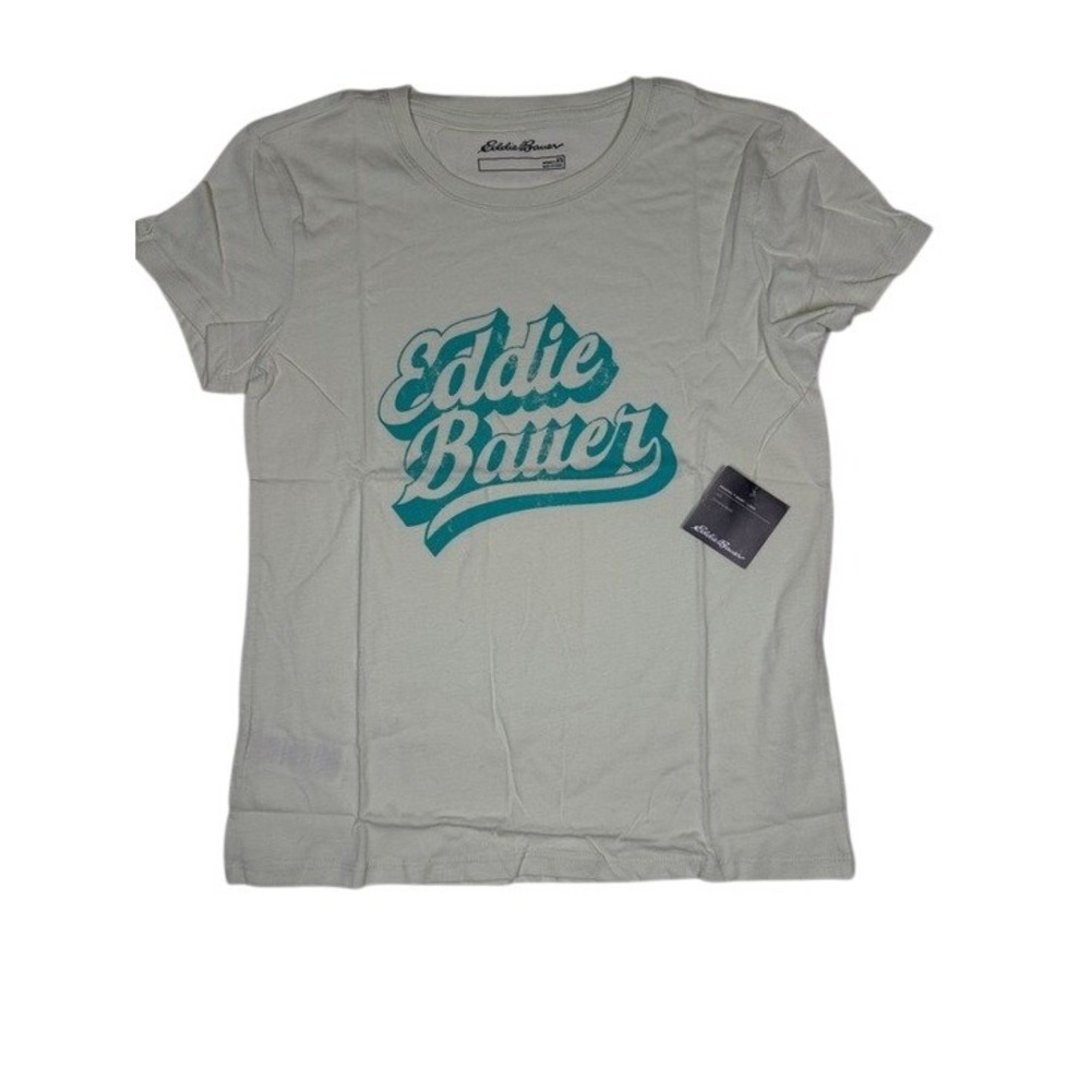 Eddie Bauer T-Shirt Womens XS Retro Brand Graphic Tee Seamist Logo NEW